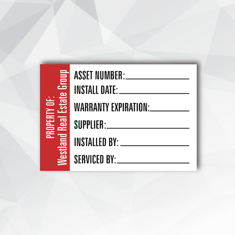 Maintenance Asset Sticker (Pack of 25)